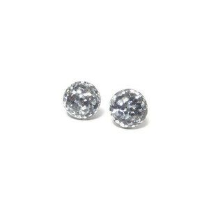 Silver Sparkle Stud Earrings,